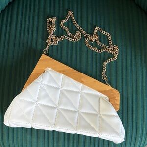 White Quilted Clutch